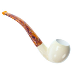 Smooth Finish Apple w/Simplistic Leafy Bottom Bowl Meerschaum Pipe By Paykoc M02012