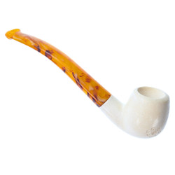 Smooth Finish Apple w/Single Flower Burst on Bowl 1/4 Bend Meerschaum Pipe By Paykoc M02008
