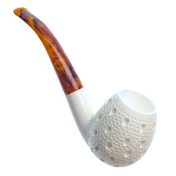 Meerschaum Simplistic Teardrop and Dots Lattice Finish Billiard Pipe 1/2 Bend Tobacco by Paykoc M02021(L)