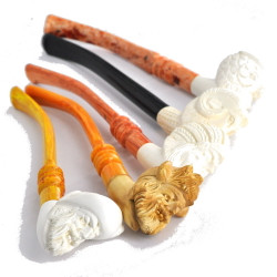 Long Meerschaum Churchwarden Pipes 8"-10" Assorted Style 1 Count