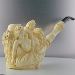 Meerschaum Saxophone Burlesque With Lion Pipe By Paykoc M34013