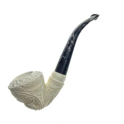 Old World Weave Lattice Work with Flower Bottom Meerschaum Pipe by Paykoc M98024