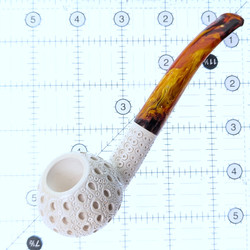 Meerschaum Teardrop Lattice Finish Apple 1/4 Bend Pipe by Paykoc M02012(L)