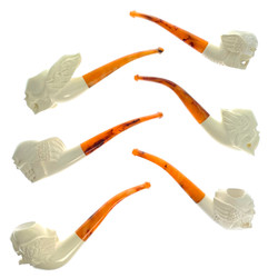 $65 Winged Skull Meerschaum Pipes with Case 1 Count Assorted