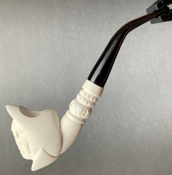 Shaman Skull Segmented Stem Meerschaum Churchwarden by Paykoc