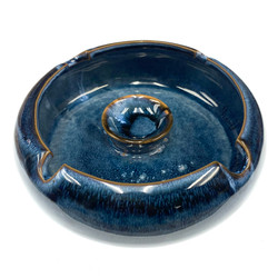 Blue Ceramic Reactive Finish Ashtray 6.5"