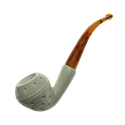 Meerschaum Bulldog Tobacco Pipe With Teardrop Lattice Finish, by Paykoc M02225