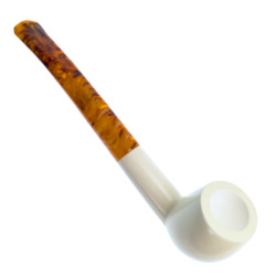 Classic Apple w/Flat top Bowl & slight Stem Bend Meerschaum Pipe By Paykoc M02038