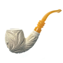 Freemason Classical Floral Design Full Bend Meerschaum Pipe by Paykoc M06020