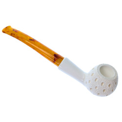 Teardrop Lattice Finish Apple 1/4 Bend & Long Meerschaum shank Pipe by Paykoc M02008(L)