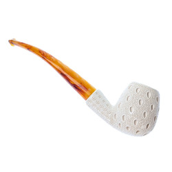 Teardrop Lattice Finish Apple Bowl & Flared Meerschaum shank Tobacco Pipe By Paykoc M02011(L)