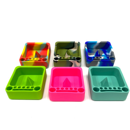 Knockout Bowl Pokey Silicone Ashtray with Tool Area 3"x 3.25" Assorted Color 1 Count