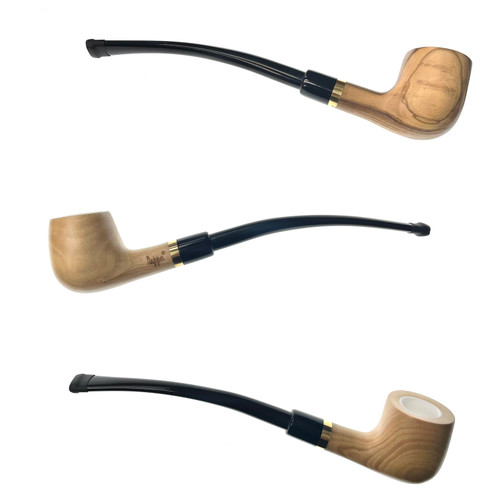 Chimney Top Polished Olive Wood Tobacco Pipe Featuring Meerschaum Bowl Interior 1 Count Assorted