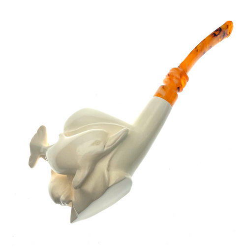 Snorky & Snowflake Dolphin Buddies Meerschaum Tobacco Pipe By Paykoc M01735