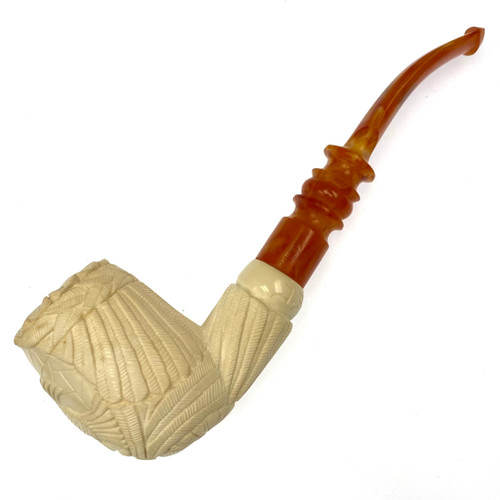 Exotic Fish on Palm by Master Carver Baglan Meerschaum Pipe Paykoc