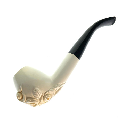 Smooth Apple with Roses Bowl Meerschaum Pipe by Paykoc