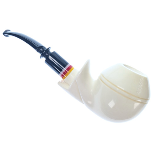Smooth Bulldog with Decorative Shank Hilt Black Ornate Stem - Arasta Premium Meerschaum Pipe M80003
