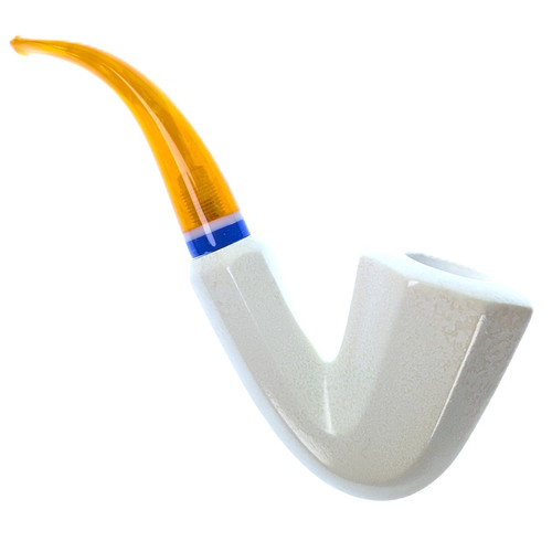 Art Deco Hexagonal Dublin Bowl Sparkly See through Yellow Stem - Arasta Premium Meerschaum Pipe M80010