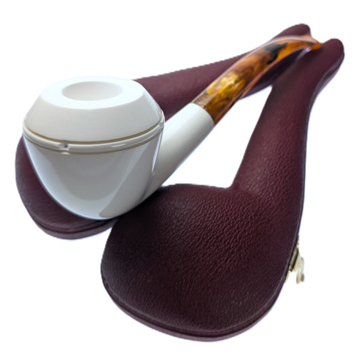 Mr. Bulldog Bowl Sky Gold Swirly Stem - Arasta Premium Meerschaum Pipe by Paykoc, M80006