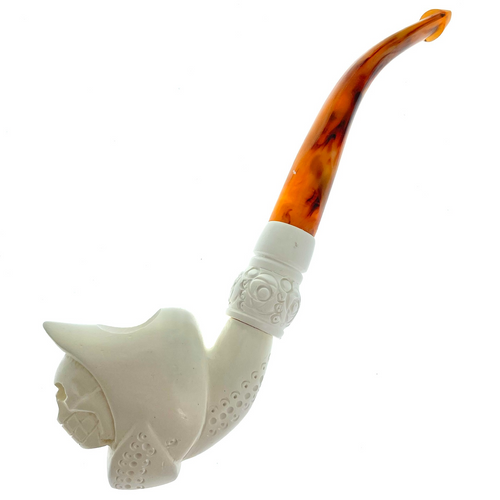 Ornament Skull-Long Stem Meerschaum Churchwarden by Paykoc