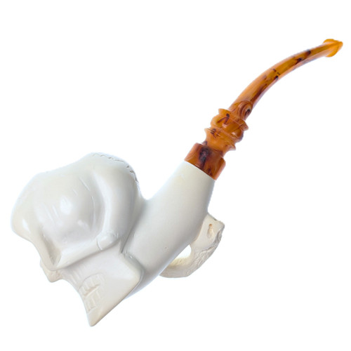 Meerschaum "Ole Snake Eye" Skull Hand-Carved Smoking Pipe