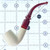 Classic Smooth White Apple 1/2 Bend Ornate Stem Meerschaum Pipe By Paykoc M02005