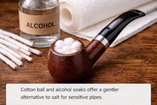 Pipe bowl packed with cotton for gentle cleaning