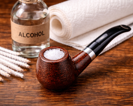 Pipe bowl filled with salt for deep cleaning