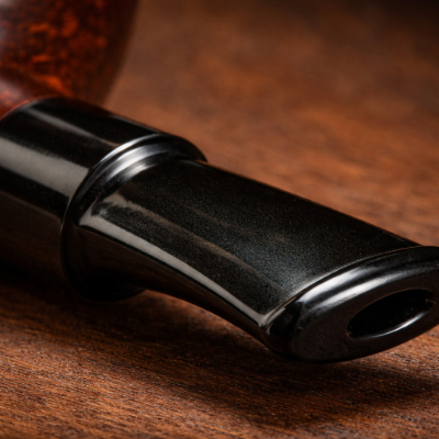 Close-up of vulcanite pipe stem material