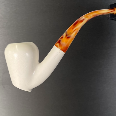 Smooth White with Meerschaum Calabash Tobacco Pipe By Paykoc, M02306 -  Paykoc Pipes