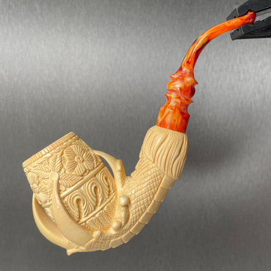 Meerschaum Medet Signature Claw W/Floral Pipe By Paykoc M74006 - Paykoc  Pipes