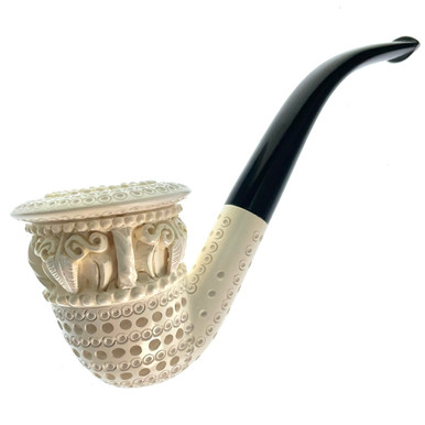 Smooth White with Meerschaum Calabash Tobacco Pipe By Paykoc, M02306 -  Paykoc Pipes