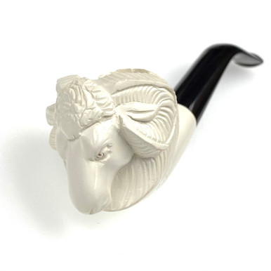 Medium Meerschaum Ram's Head 3/4 Bend Tobacco Pipe With Lattice By Paykoc  M01419