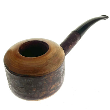 Fat Bottomed Briar Knickerbocker Pipe with Natural Bark Finish Screw in  Stem Hand Made