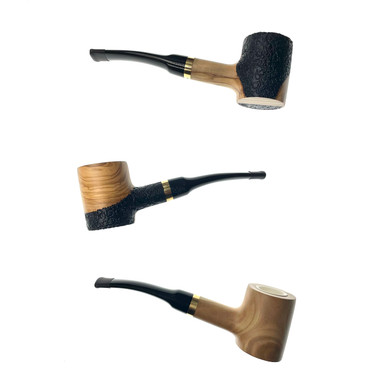 Rustic Olive Wood with Meerschaum Lining Poker Tobacco Pipe 5.5