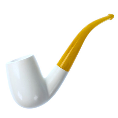 Full Bent Billiard w/ Yellow Stem - Paykoc Pipes