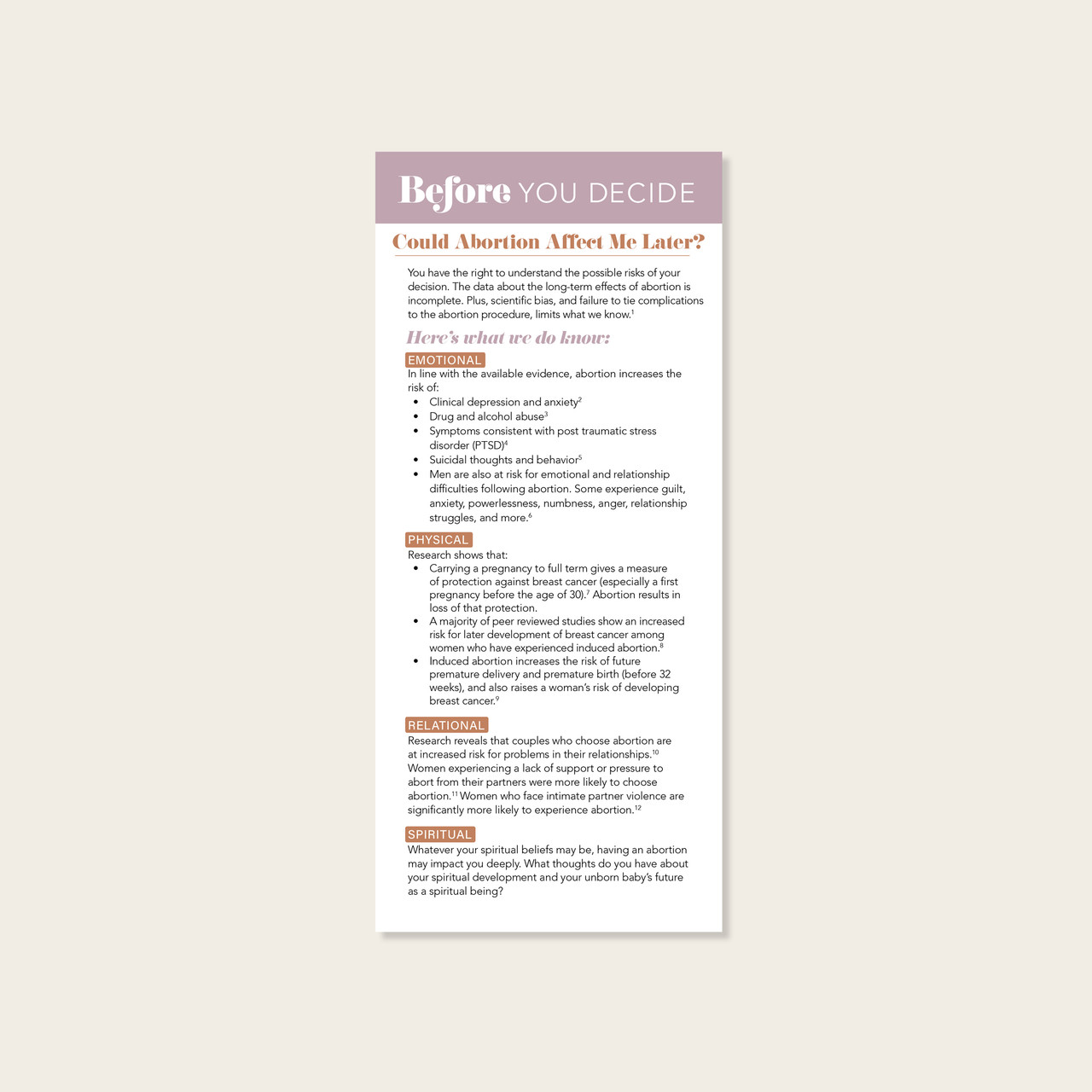 Before You Decide: Could Abortion Affect Me Later Tip Card (Pack of 50)