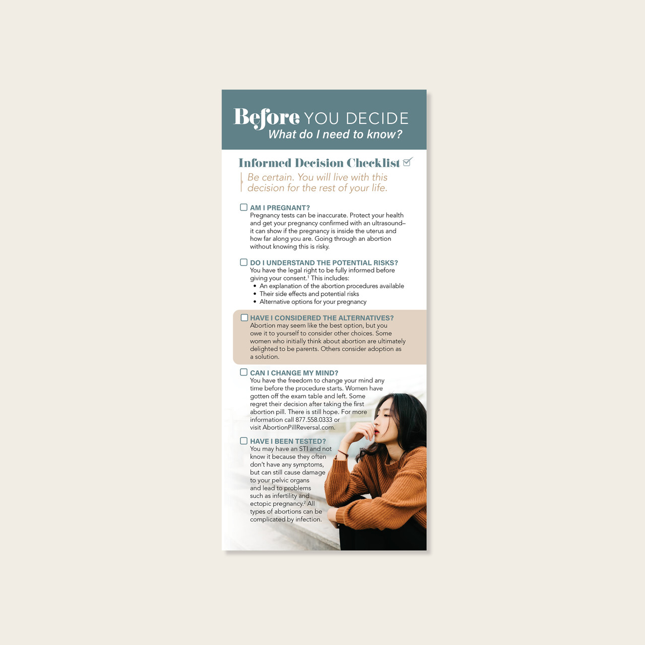 NEW Before You Decide: Informed Decision Checklist Tip Card (Pack of 50)