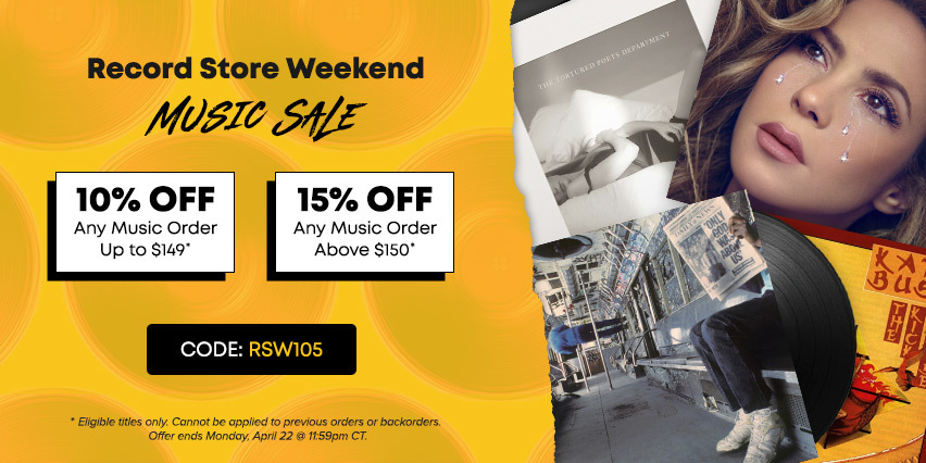 Save up to 15 Percent Off During  Record Store Weekend! Use Code: RSW105. Exclusions Apply.