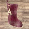 Vintage Christmas 3 Plaid Quilted Christmas Stocking With Personalized Letter Charm by Marilee Home