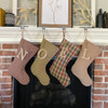 Vintage Christmas 6 Plaid Quilted Christmas Stocking With Personalized Letter Charm by Marilee Home