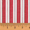 Red and White Ticking Stripe Homespun Cotton Fabric