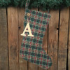 McCuan Green Tartan Quilted Stocking with Personalized Letter Charm by Marilee Home