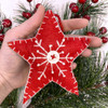 Red Felt Fabric Star Christmas Ornaments - Set of 3 - by Marilee Home
