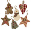 Handstitched Homespun Christmas Ornaments - Set of 6 - by Marilee Home