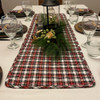 Highland Red Tartan Plaid Reversible Black White Ticking Stripe Quilted Christmas Table Runner; 14" x 48"