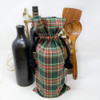 McCuan Green Tartan Plaid Wine Gift Bag; 14" x 6.5" - Set of 4