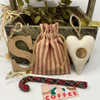 Primitive Red Ticking Stripe Small Gift Bags; 6" x 4.5" - Set of 6