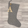 Gray Farmcloth Quilted Christmas Stocking with Personalized Letter Charm by Marilee Home