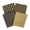 Primitive Black Assorted Plaid Gingham Cotton Fabric Bundle - Set of 4 Fat Quarters